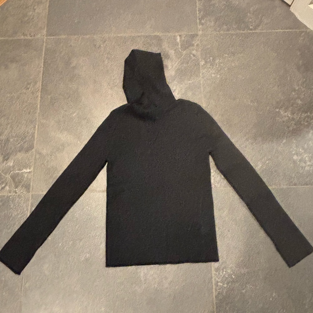 Pixie Market Ribbed hooded Black Knit Top
